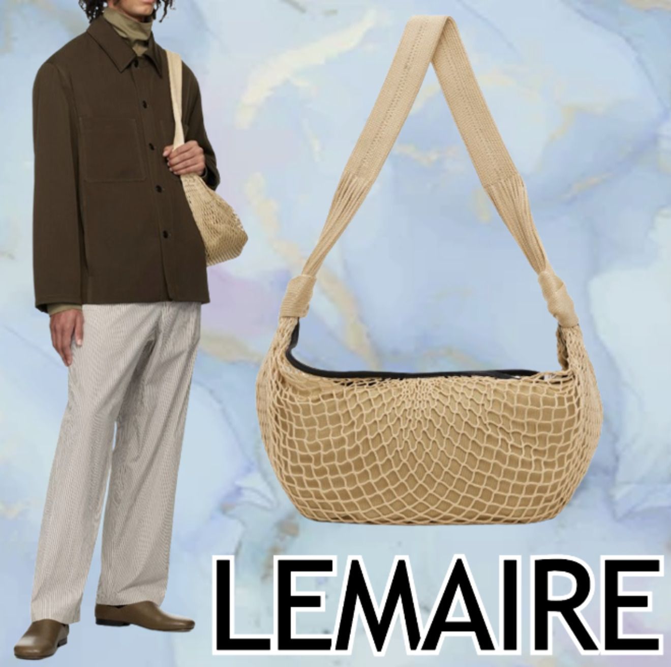 LEMAIRE ルメール Filt メッシュ ショルダーバッグ LEMAIRE(ルメール) | クロワッサン フィルト バッグ - ブラック