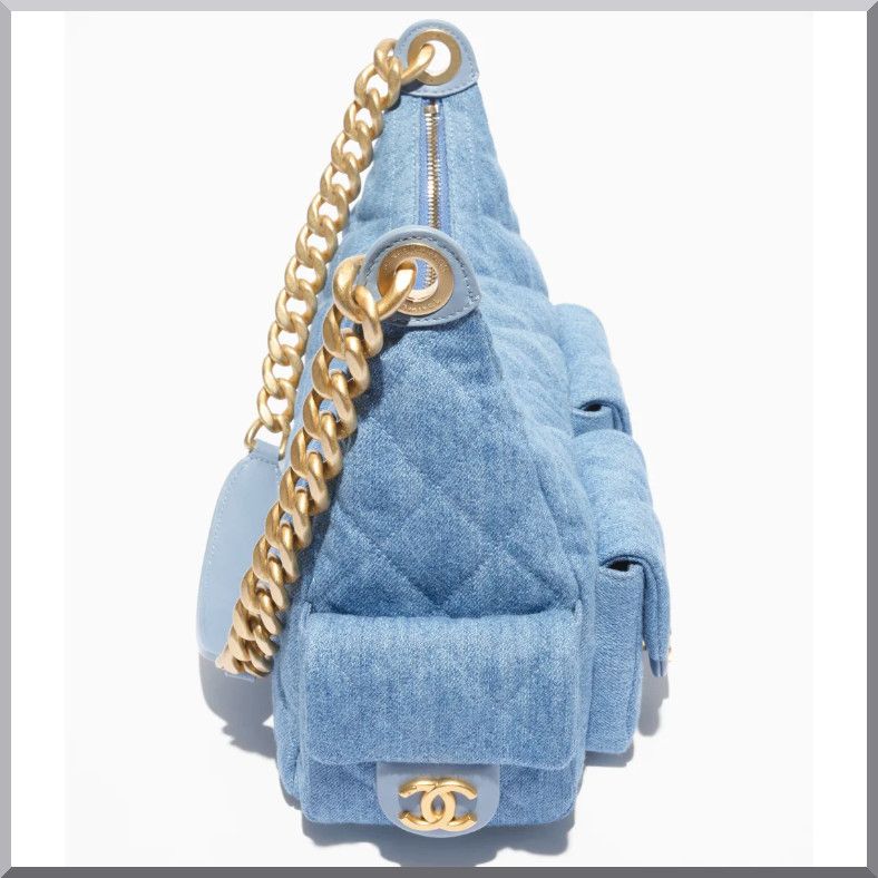 【デニム地が可愛い♡】CHANEL ラージホーボーバック SNSで話題◇ポケットも可愛い♪】CHANEL デニムホーボーバック