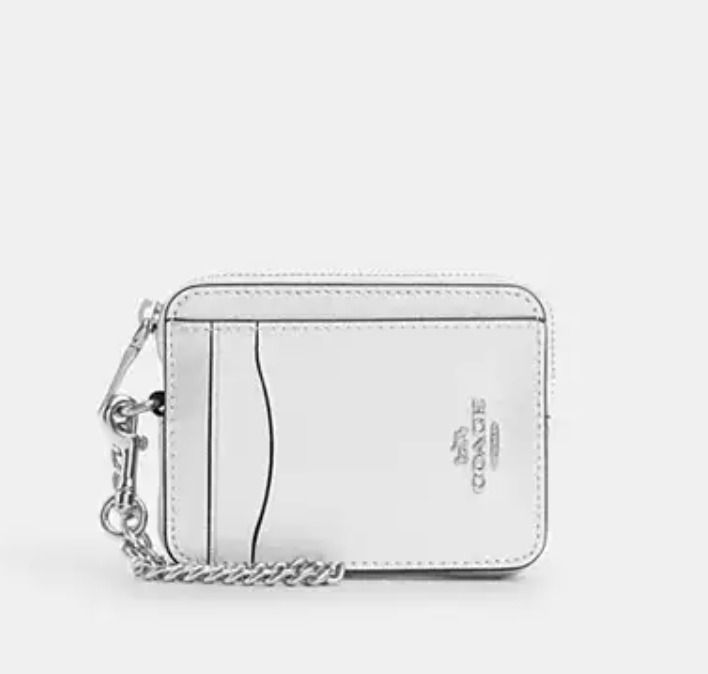 ベーシックカラー☆ 【COACH】チェーン付カードケース COACH コーチ マルチパース チェーン付 ジップカードケース
