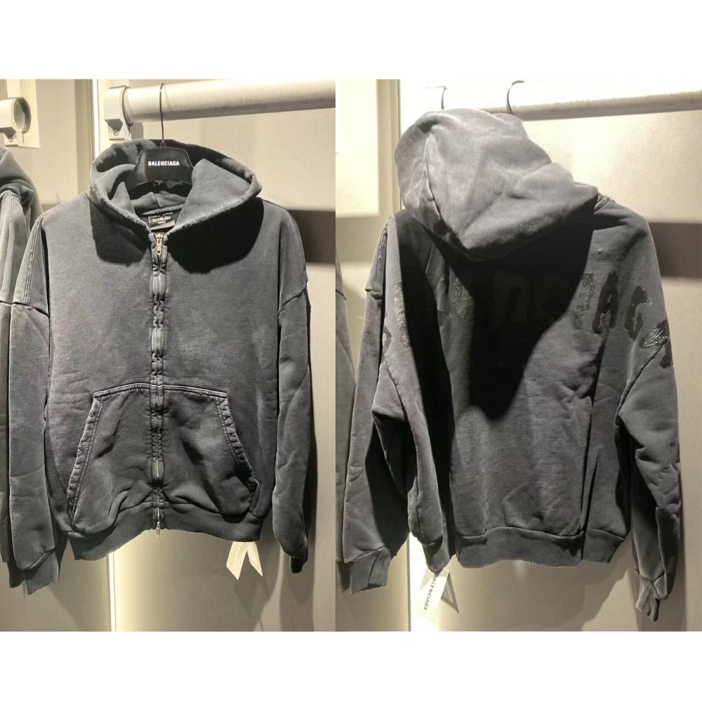ブラックモード》【BALENCIAGA】Painted ジップアップ Hoodie