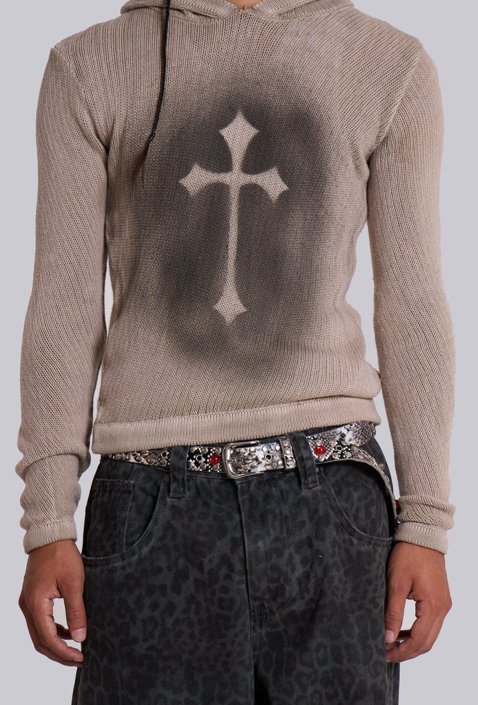JADED LONDON Sainted ニット フーディ パーカー Stone 送料込み JADED LONDON】Sainted ニット フーディ パーカー Stone (JADED
