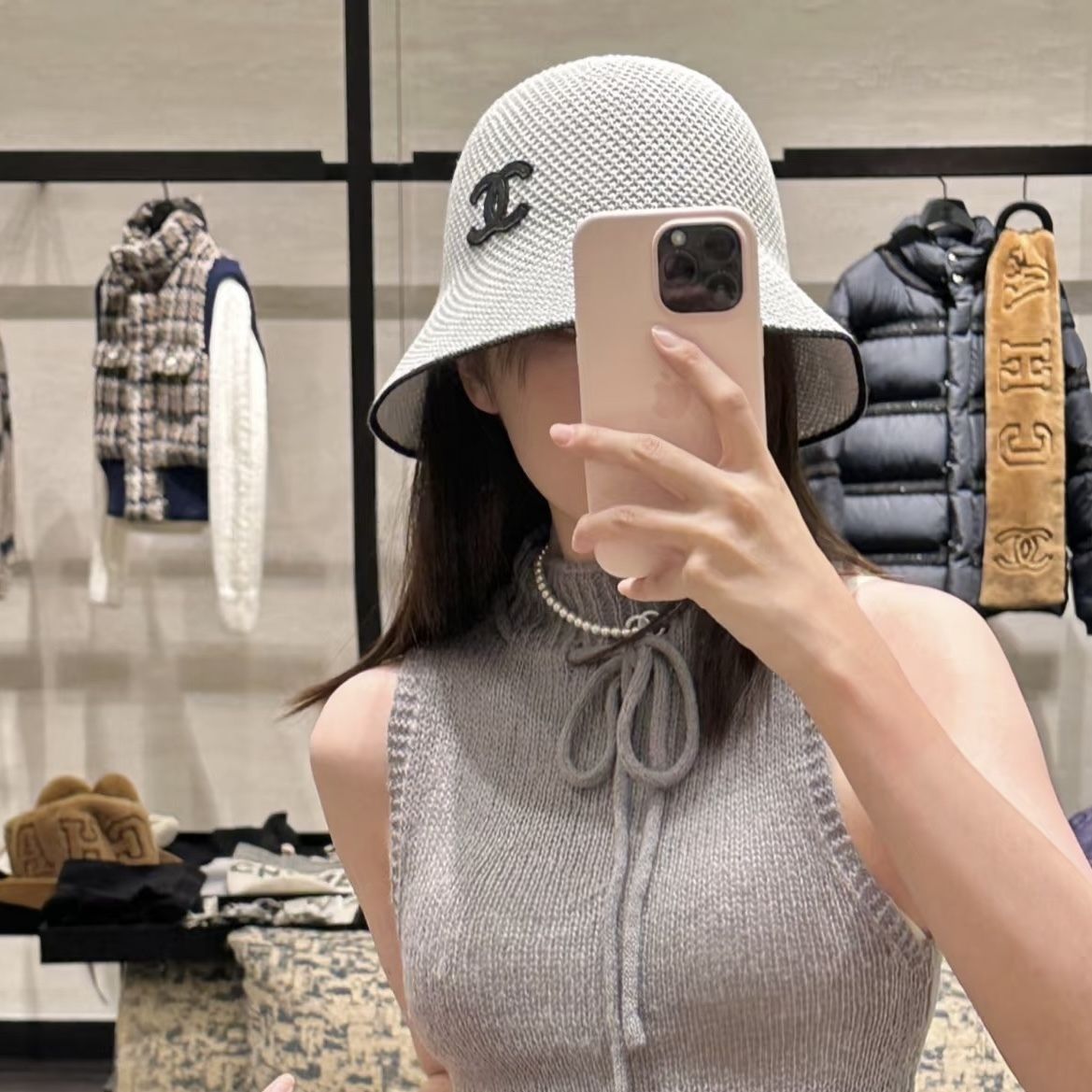 楽天市場】CHANEL シャネル 総柄ロゴ デニムクラッシャーハット