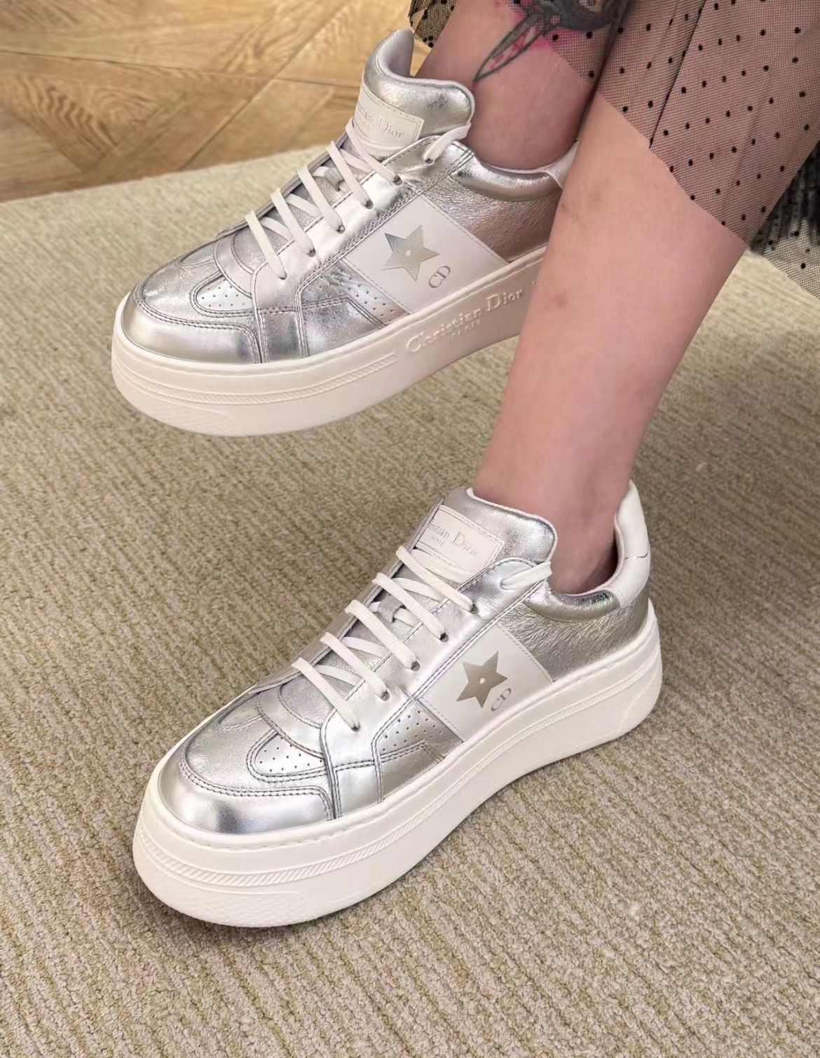 シルバーが可愛い♪】Dior☆プラットフォームスニーカー 厚底