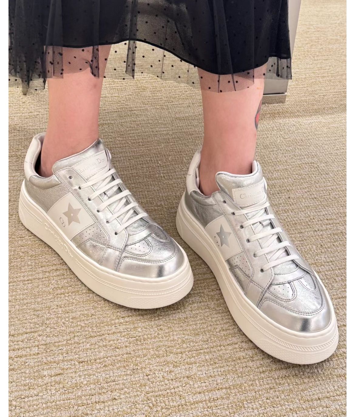 シルバーが可愛い♪】Dior☆プラットフォームスニーカー 厚底
