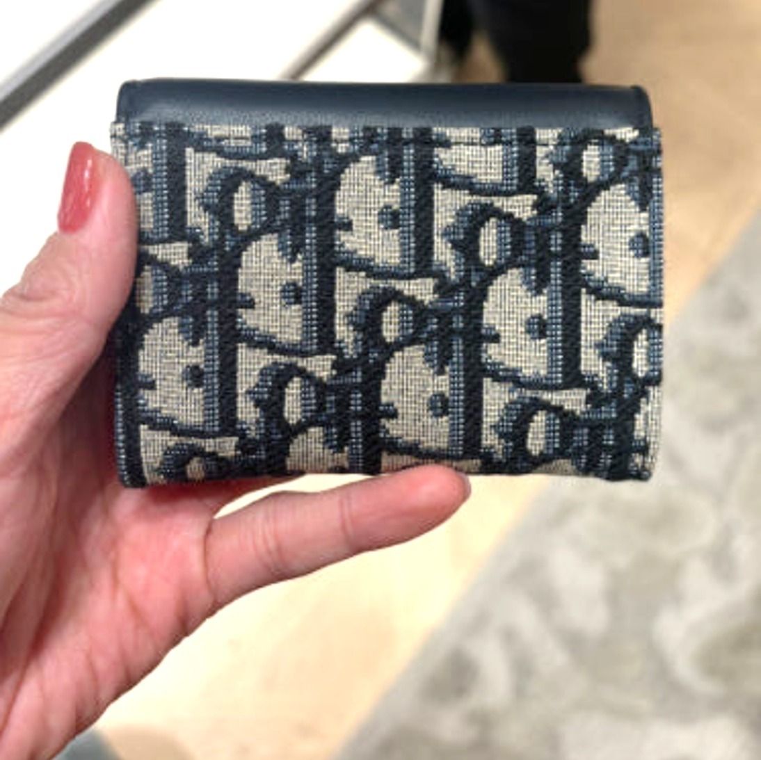 国内すぐ【Dior】30 Montaigne Veronia ウォレット ミニ財布 30 Montaigne Veronia Wallet Blue Dior Oblique Jacquard and