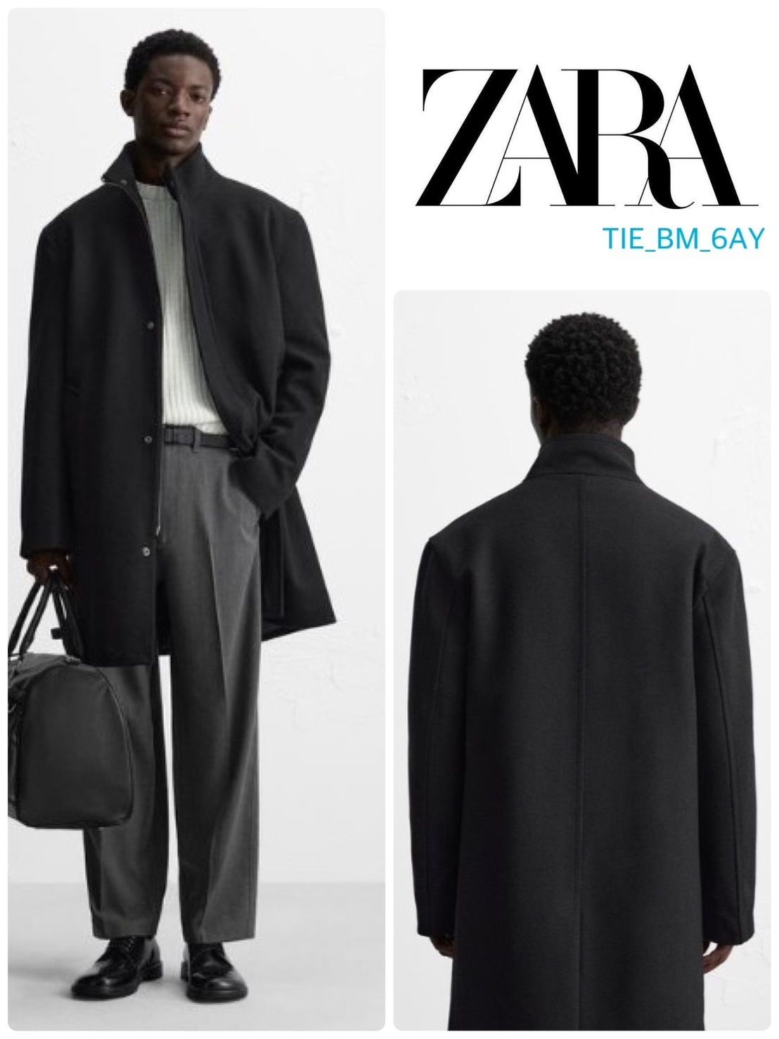 ZARA 黒 ウールコート EU 42