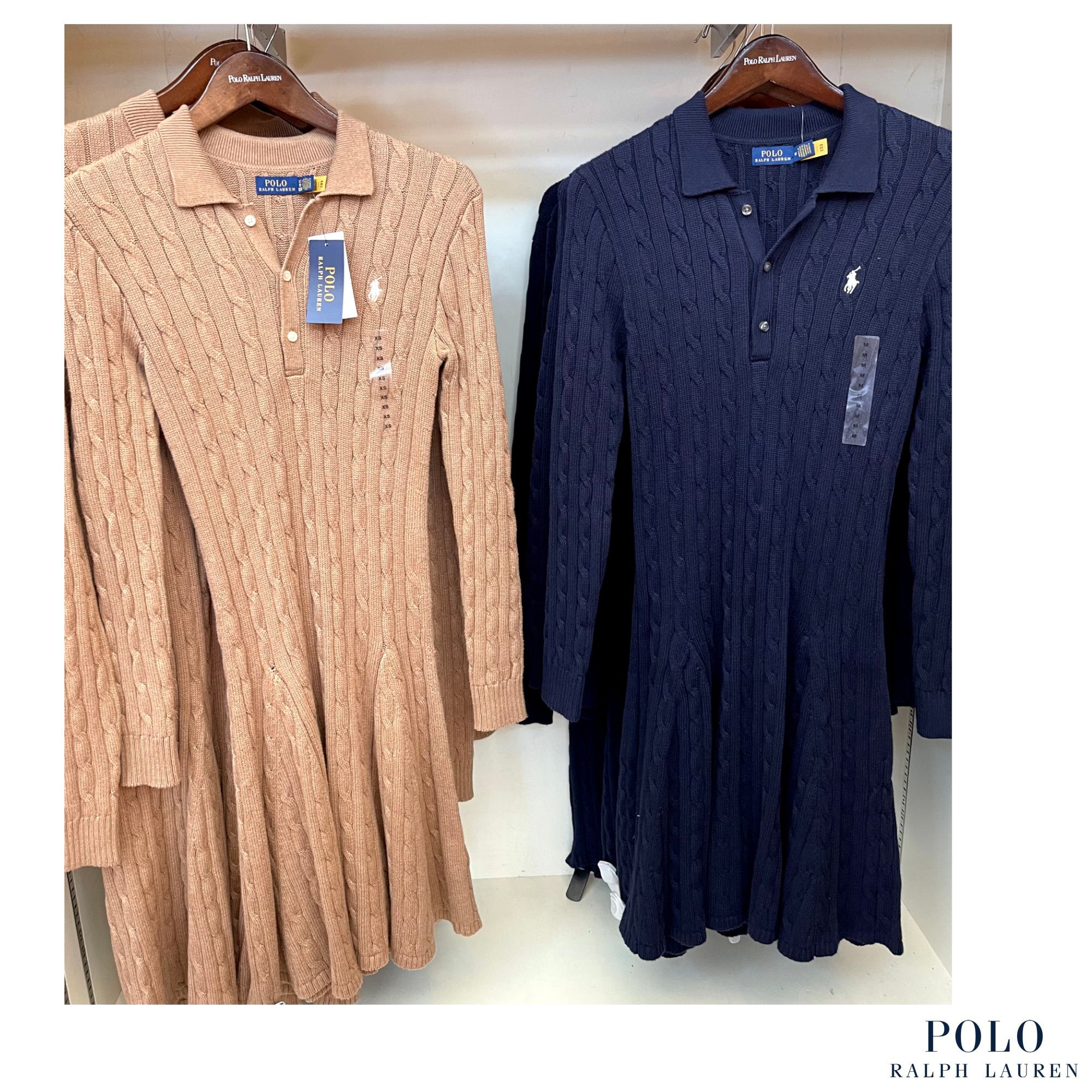 POLO RALPH LAUREN] フレアケーブルニット ワンピース (POLO
