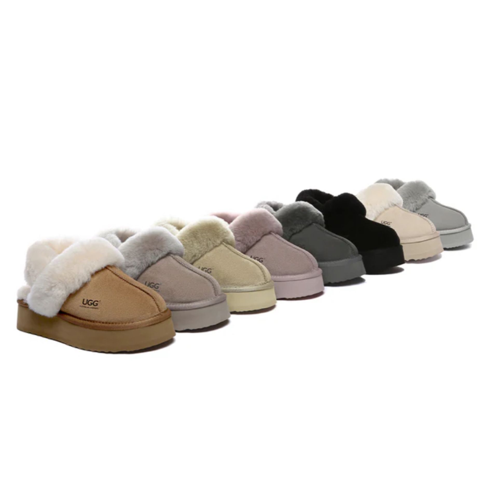 [UGG Express]ストラップ着脱可 もこもこ 3.8cm厚底スリッパ UGG EXPRESS ◇ Musa 厚底 スリッパ 取り外し可能 ストラップ