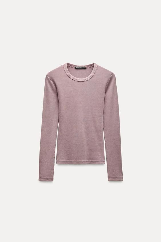 ZARA ラグラン リブ ロングT - メルカリ
