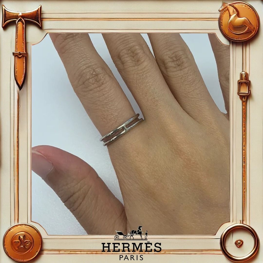 HERMES 稀少 上品リング 結婚指輪 洗練 ホワイトゴールド Ariane エルメス HERMES ウェディングリング アリアンヌ リング 指輪