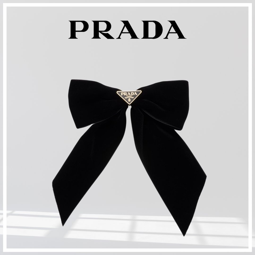 すぐ届く♪PRADAベルベットヘアクリップ*可愛いリボン♪ セレクトのおしゃれ☆プラダ ベルベットリボン ヘアクリップ