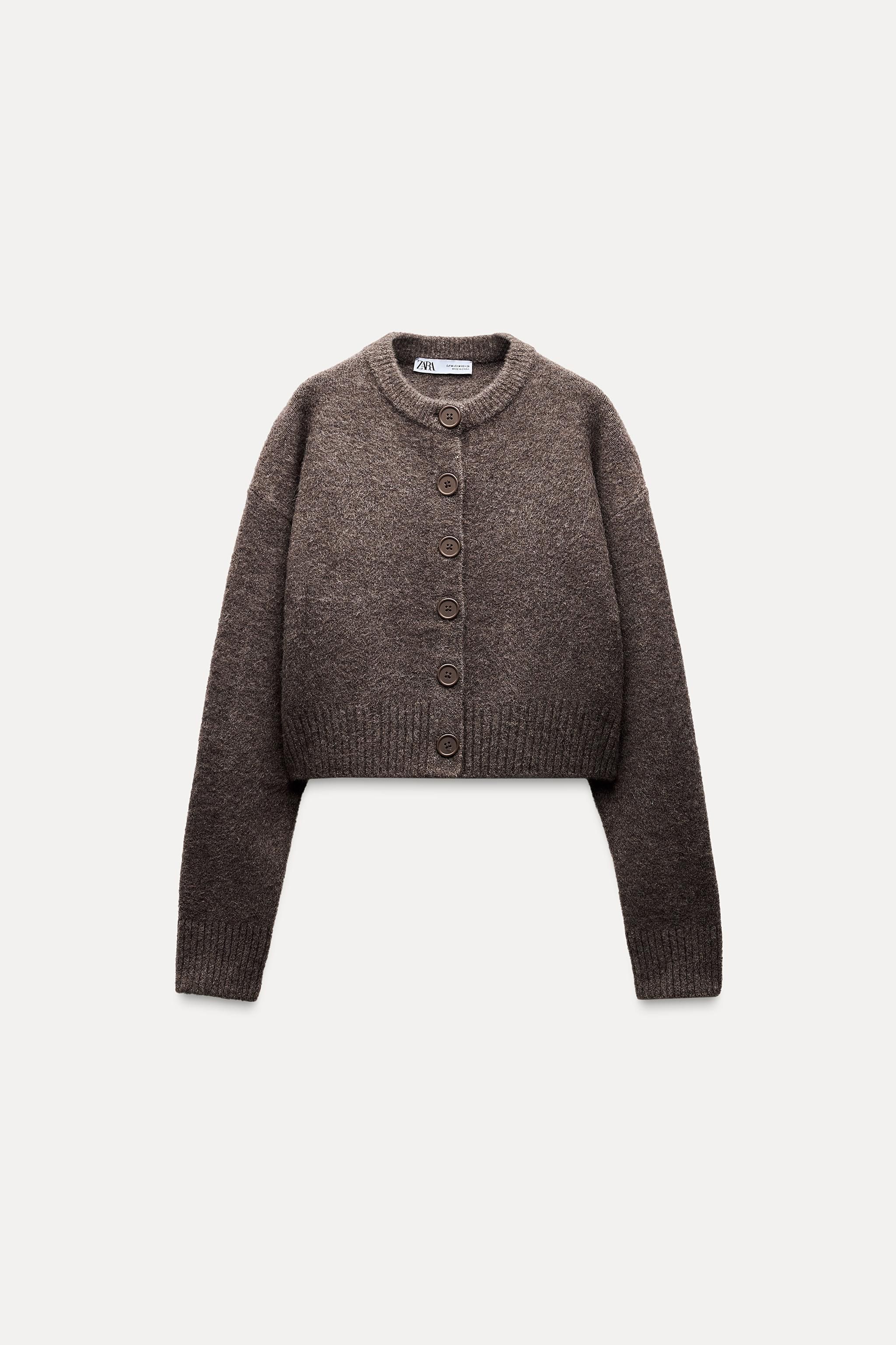 ZARA】ソフトニットカーディガン グリッターブラウン (ZARA