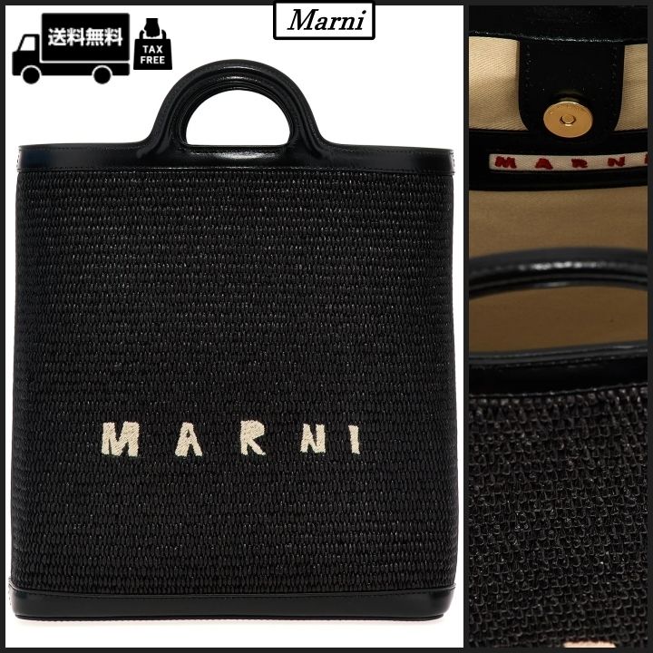 直営店☆MARNI☆ RAFIA ロゴ刺繍 ロープディテール トートバッグ MARNI】Tropicalia ロゴ刺繍 ラフィア トートバッグ (MARNI