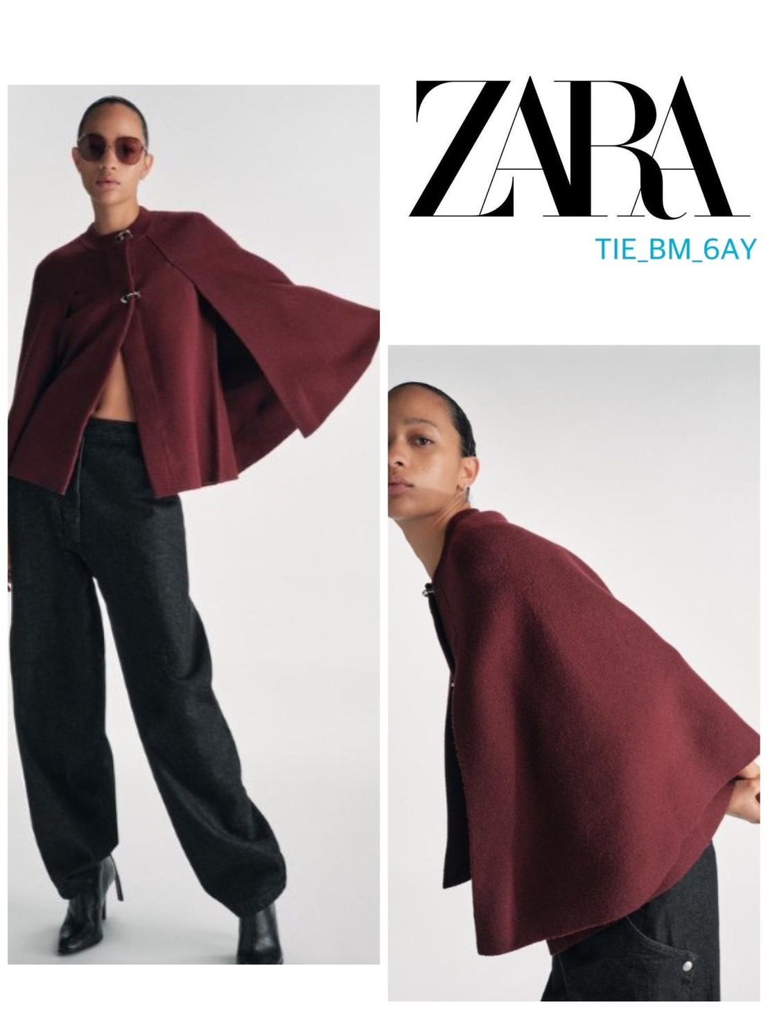 美品　ZARA ニットケープコート ZARA ザラ ニットケープコート L - メルカリ