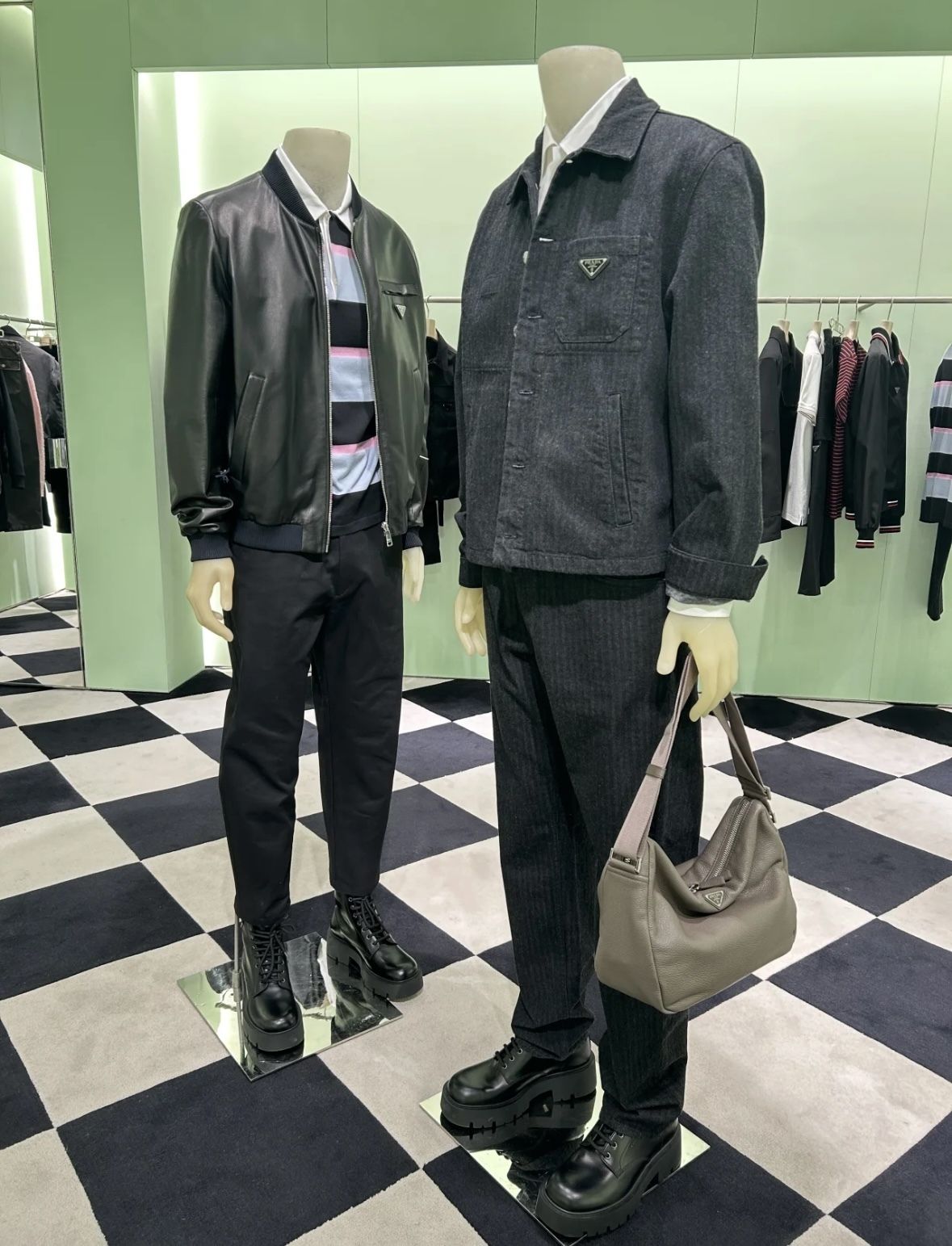 ストライプが綺麗《PRADA》シェブロン デニムブルゾンジャケット
