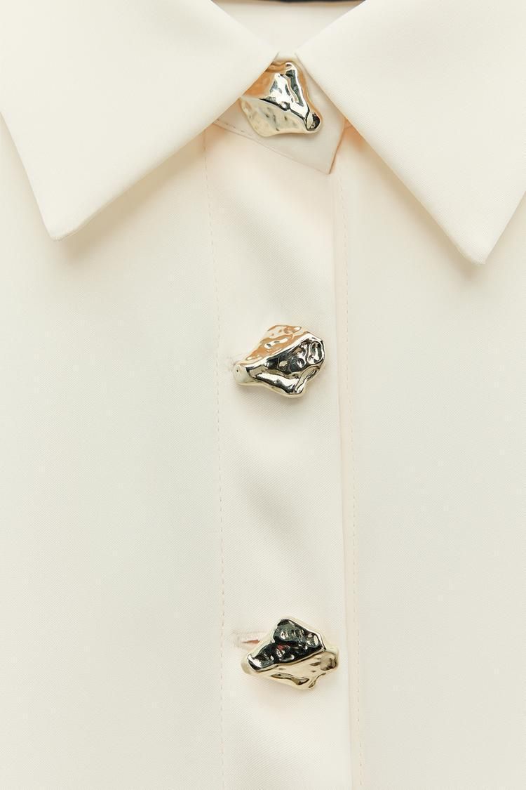 ZARA ゴールドボタン サテンシャツ 2138/748 (ZARA/ブラウス