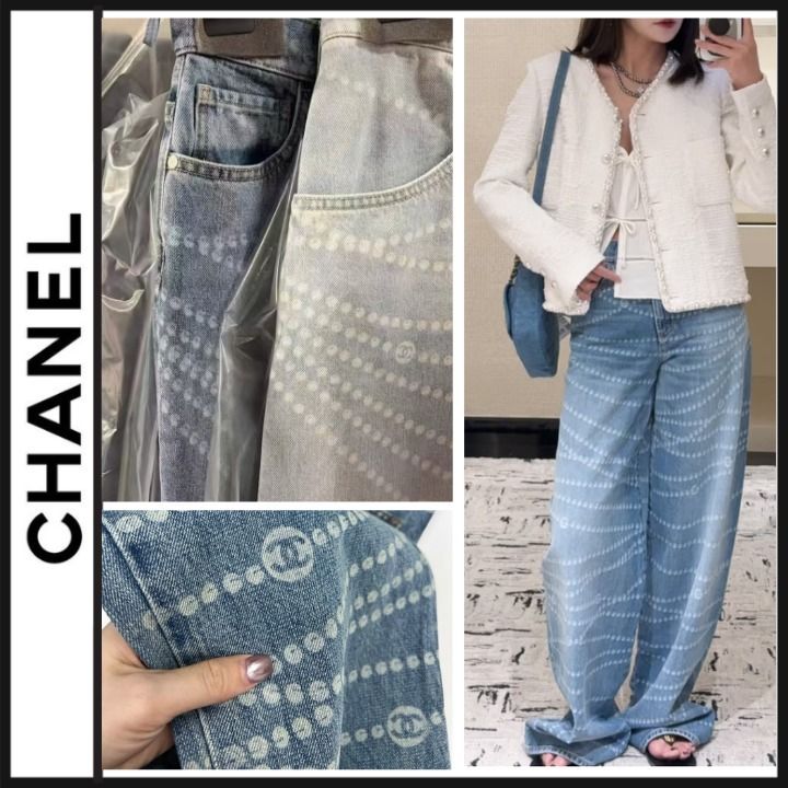 25P さりげないCOCO柄 お洒落【ワイドデニム】 (CHANEL/デニム