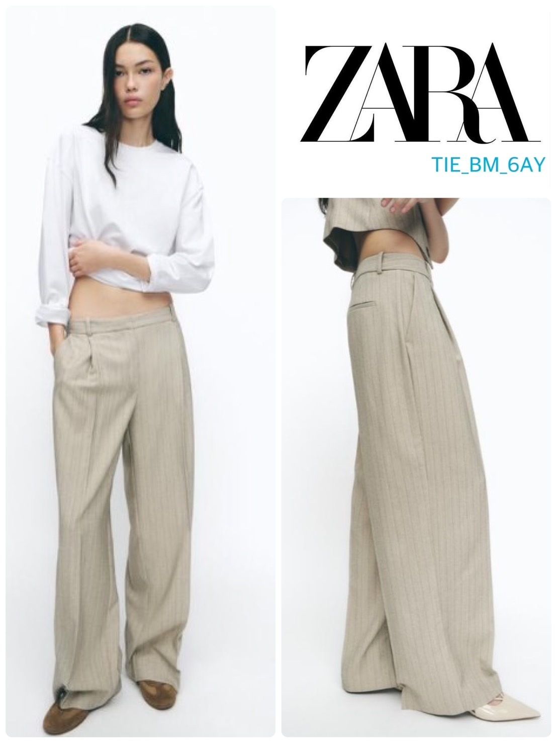 スペイン発送 ZARA ゴムウエストの素朴なパンツ 選べるカラー org.jpg