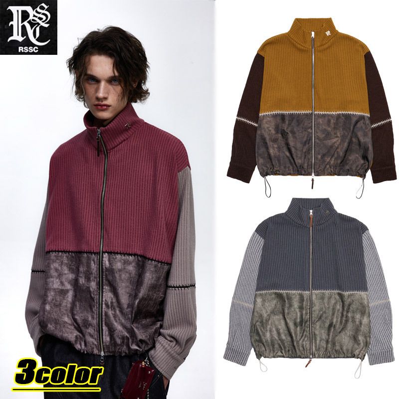 ○RSSC○ STITCHED MIX KNIT ZIP UP (3色) unisex (R.SHEMISTE