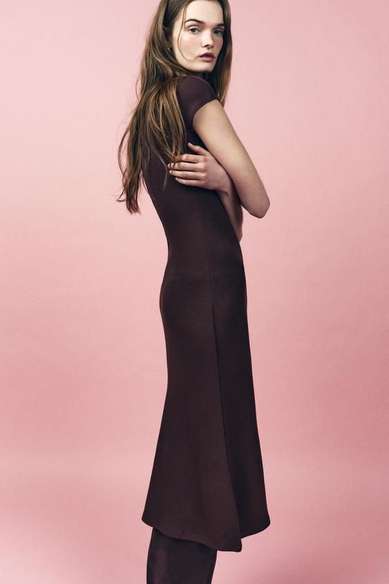 【ZARA】ソフト ミディ ワンピース ィープパープル5584/174/667 ZARA】ソフト ミディ ワンピース ィープパープル5584/174/667