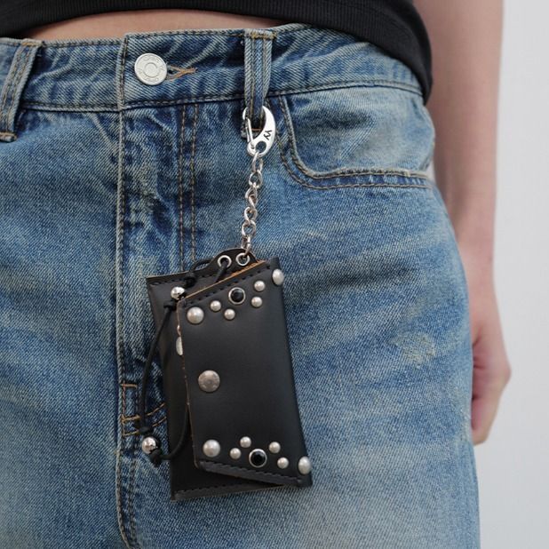 OPEN YY STUD CARD CASE KEYCHAIN 5BNY220 (OPEN YY_TheOpen