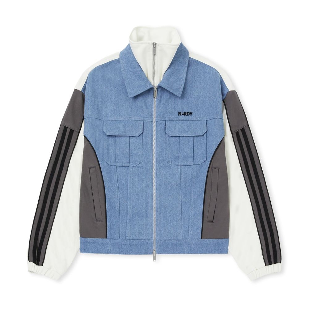 NERDY ノルディ★UNI DENIM MIX TRACK SET★トップパンツセット THE 8着用] NERDY☆UNI DENIM MIX TRACK SET☆セットアップ