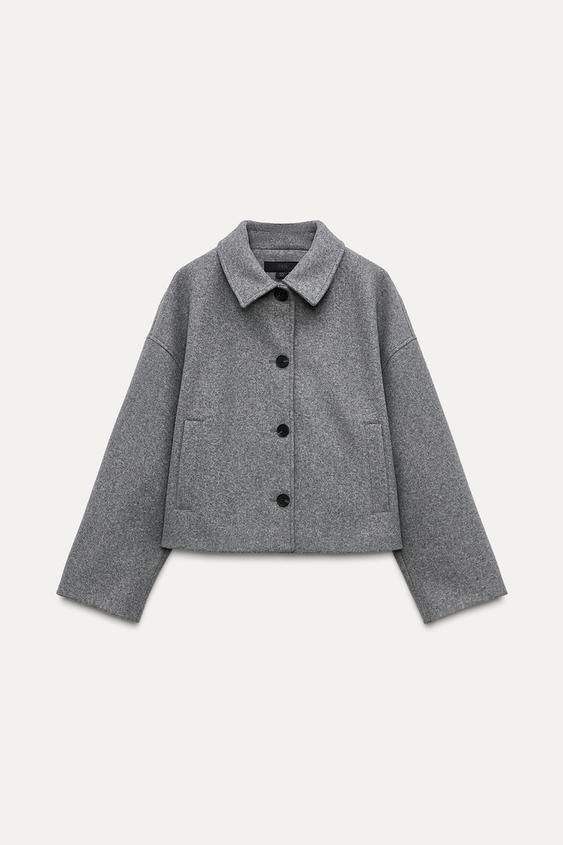 新品タグ付　ZARA ケープショートコートグレー S-M サイズ ショートケープトレンチコート - タバコ | ZARA Japan / 日本