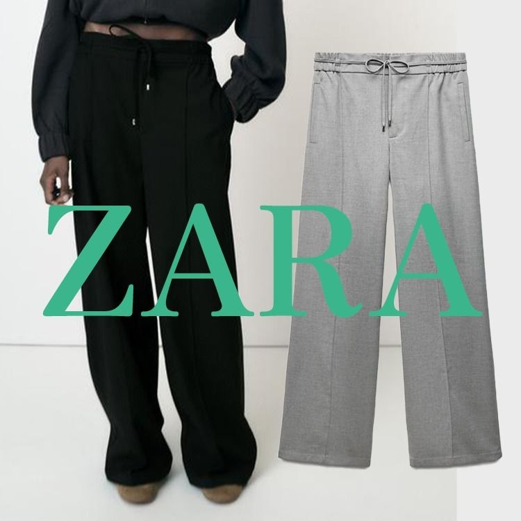 ZARA】ゴムウエストバンド ワイドレッグ パンツ 8741/039 (ZARA