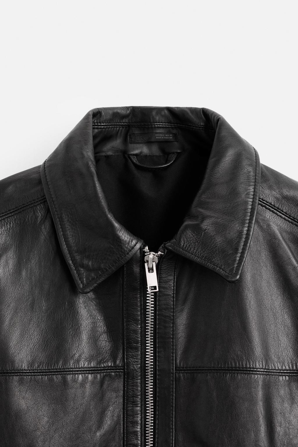 ☆ドイツ発*ZARA*新作*本革ZIPボクシーフィットジャケット