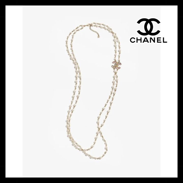 ☆華やか☆ シャネル ロング ペンダント ネックレス ☆パールで華やかに♪【CHANEL】2way ロング ネックレス