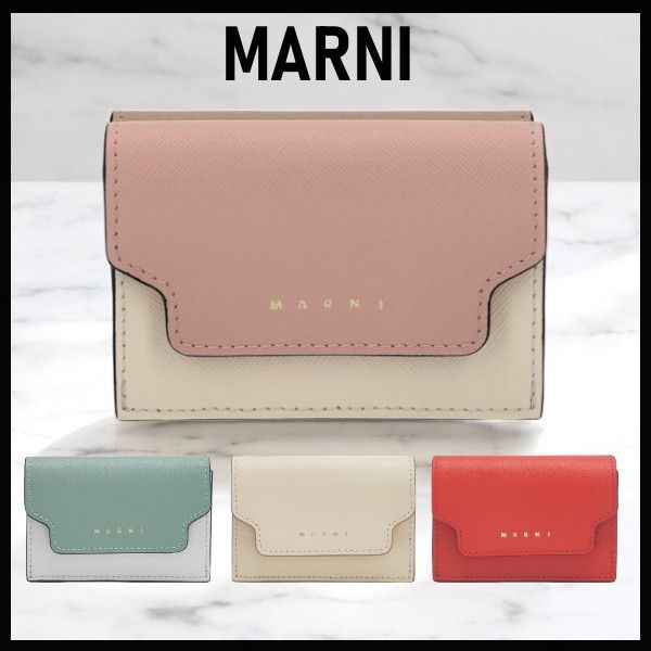 高い素材 MARNI】マルニ (MARNI 三つ折り財布 サフィアーノレザー 小物