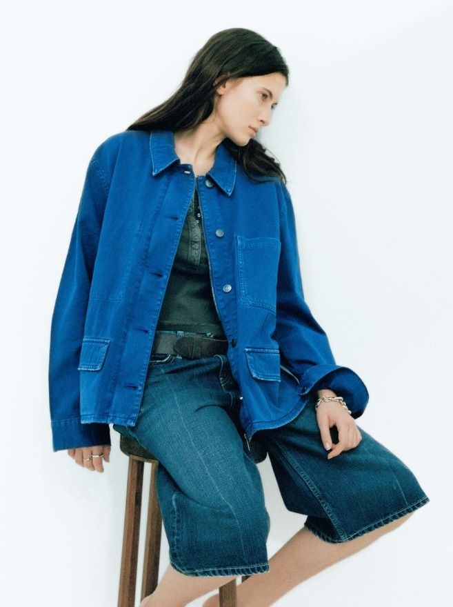 スペイン発送 ZARA TRFカラーデニムジャケット 上品カジュアル