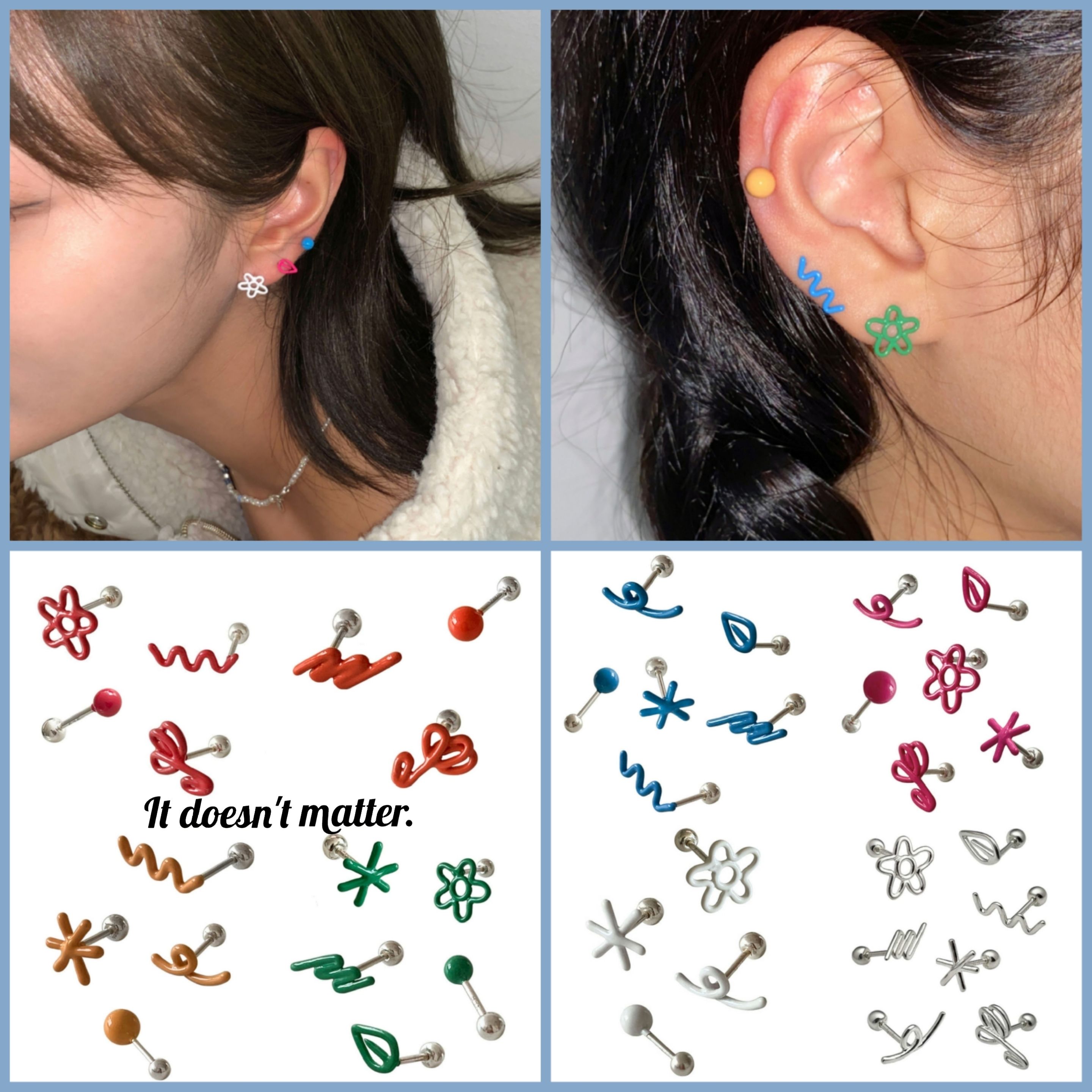 【最安値に挑戦】 ○○it doesn't matter○○RAINBOW DOODLE PIERCING (片方用 アクセサリー