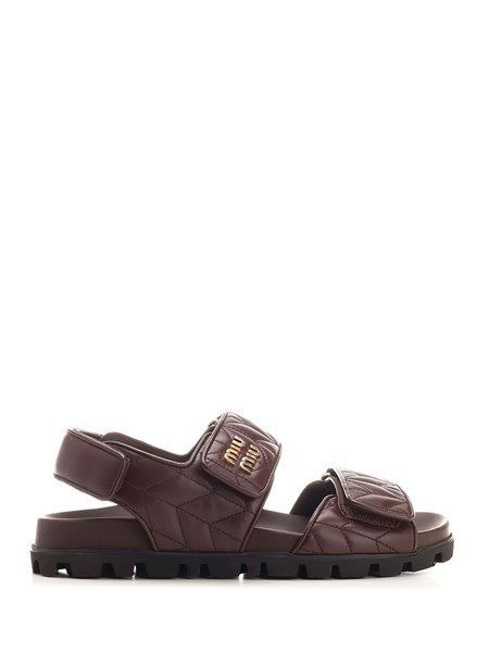 サンダル・ミュール MiuMiu SLIPPER (5Y468EF01006E F0P62) miu miu（ミュウミュウ）の「MIU MIU Flower-embellished satin