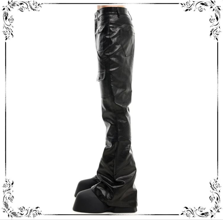 SCD crowd LEATHER レザーカーゴパンツ ブラック○関送無料
