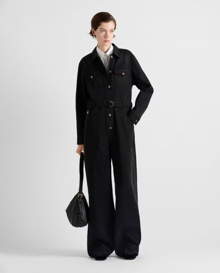 新作【PRADA】リラックスフィット デニム ジャンプスーツ (PRADA