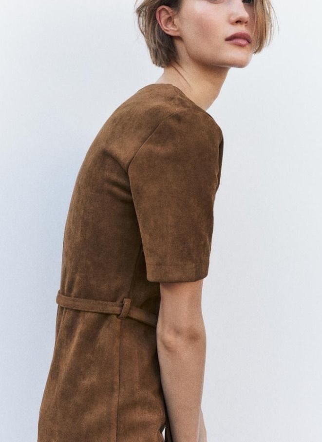 スペイン発送 ZARA スエードエフェクトベルトドレス カジュアル スペイン発送 ZARA スエードエフェクトベルトドレス カジュアル