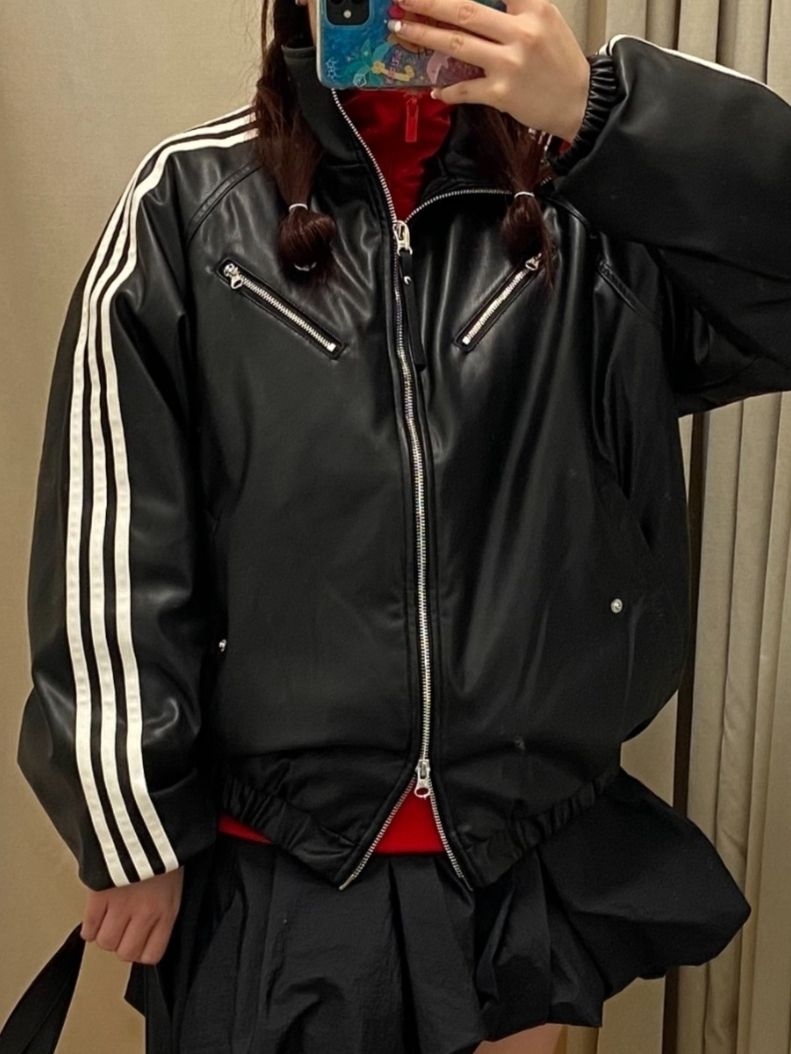 ◆正規品◆ADIDAS SPORT PUL JACKET(W)◆関税/送料無料◆人気◆ ☆adidas☆ PLCOATW SPORTS PUL JACKET レザージャケット