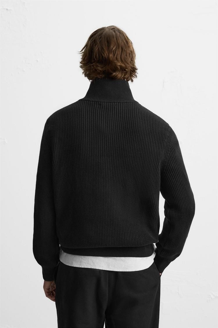 ZARA】ジップアップハイネックセーター ブラック 3284/404/800