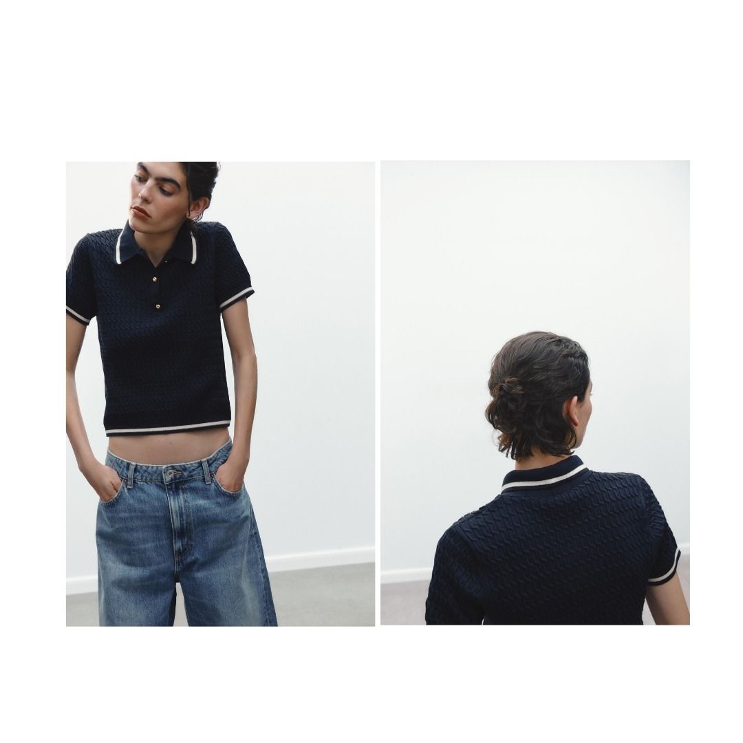 【ZARA】ケーブルニットポロセーター  6771/054/108 ZARA】ケーブルニットポロセーター | 6771/054/108 (ZARA