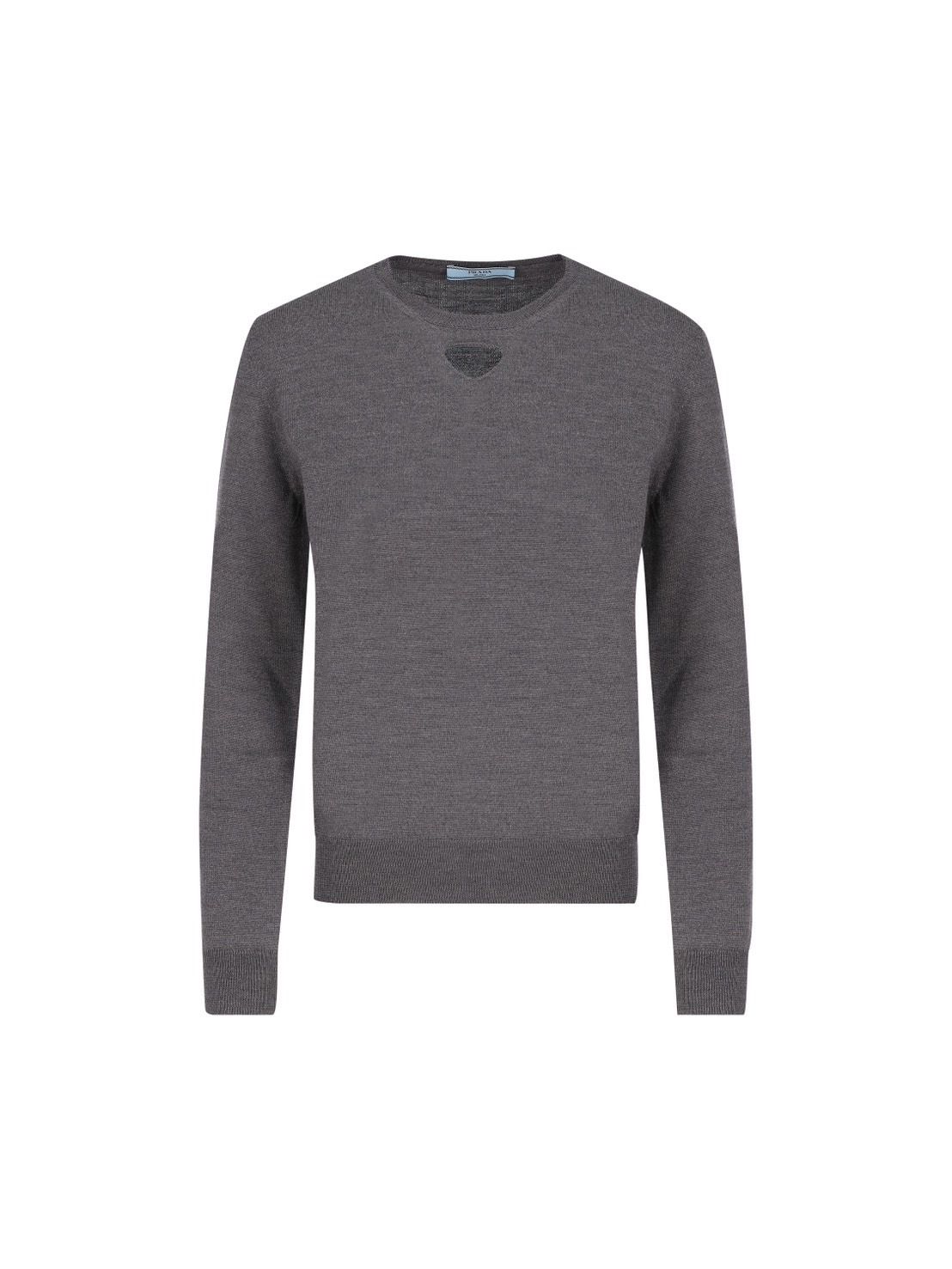 PRADA★Re-Cashmere クルーネック セーター 話題 PRADA◇ウール×カシミア クルーネックセーター 半袖 ロゴ