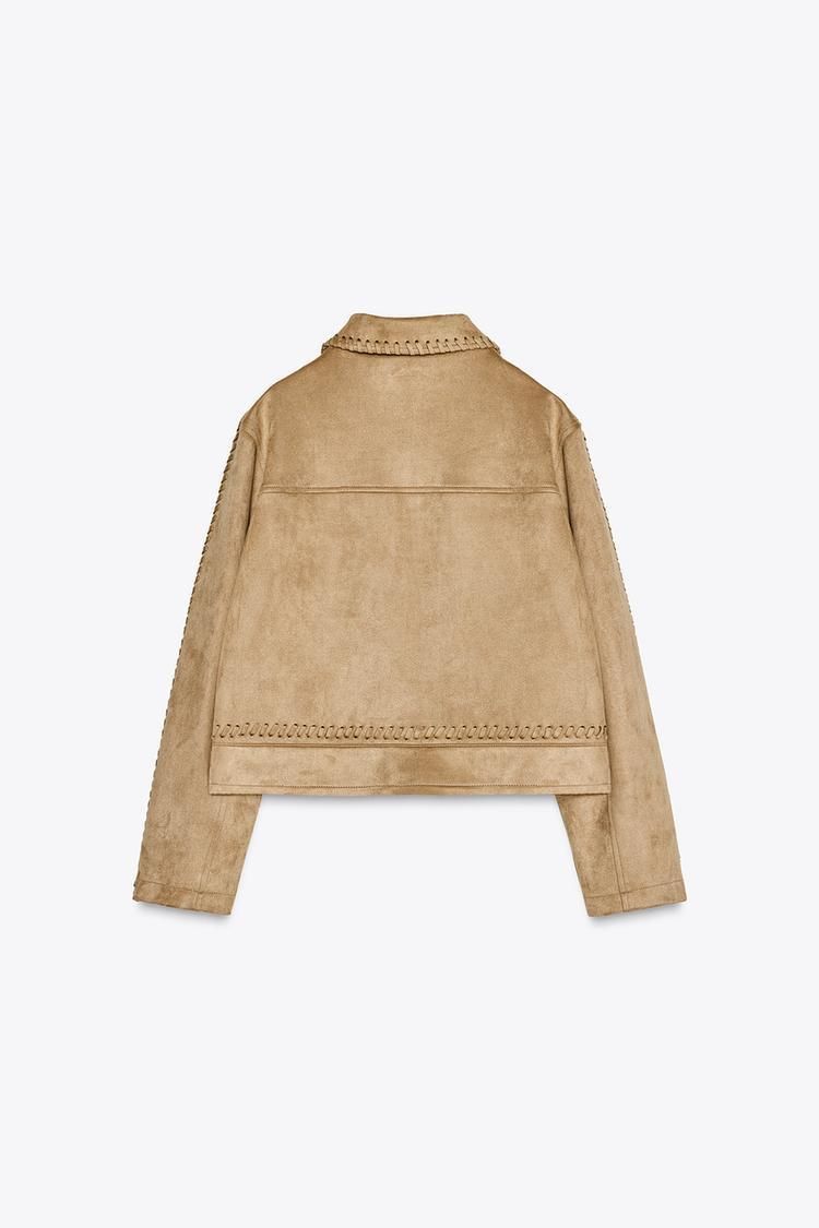 【ZARA】スエード風ジャケット ブレイドディテール 6318/037/704 ZARA】スエード風ジャケット ブレイドディテール 6318/037/704