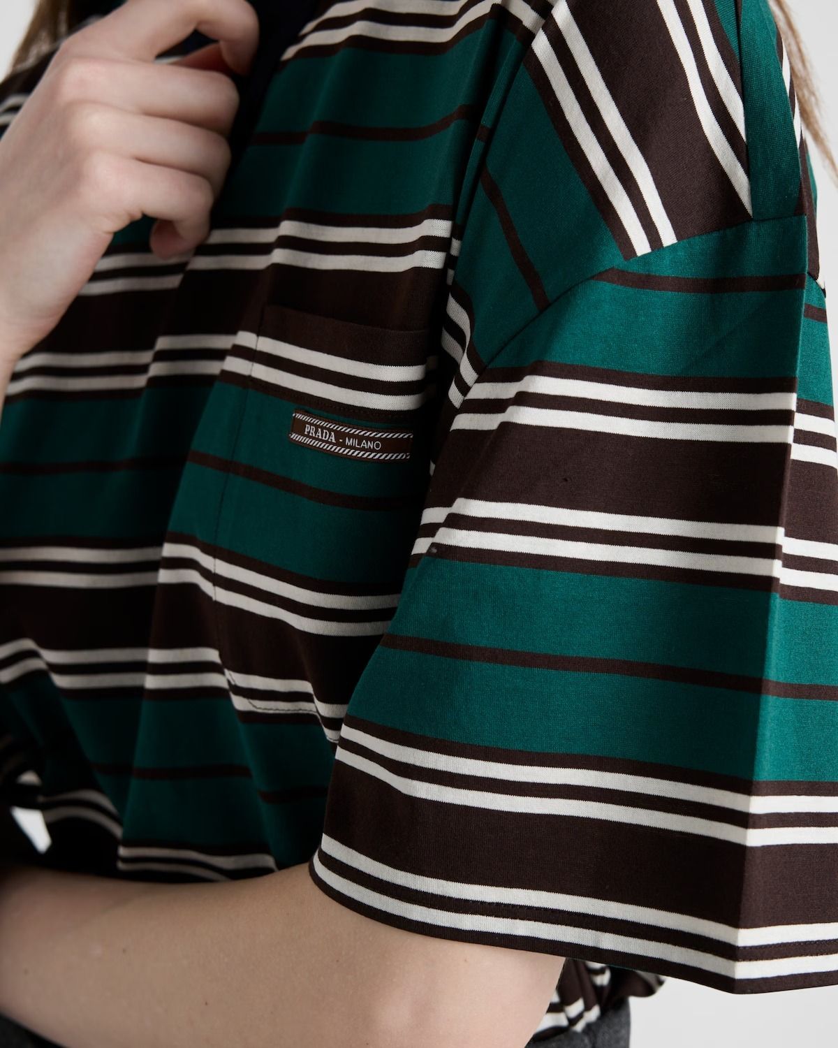 PRADA★オーバーサイズのストライプコットンTシャツ PRADA】プラダ ストライプ ライルコットン Tシャツ (PRADA/T