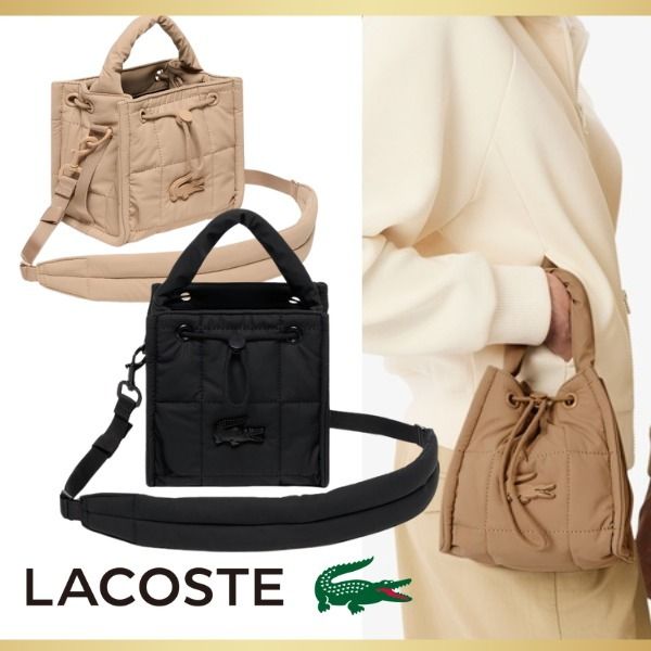 お見舞い LACOSTE】ナイリアキルティングバケットショルダーバッグ バッグ