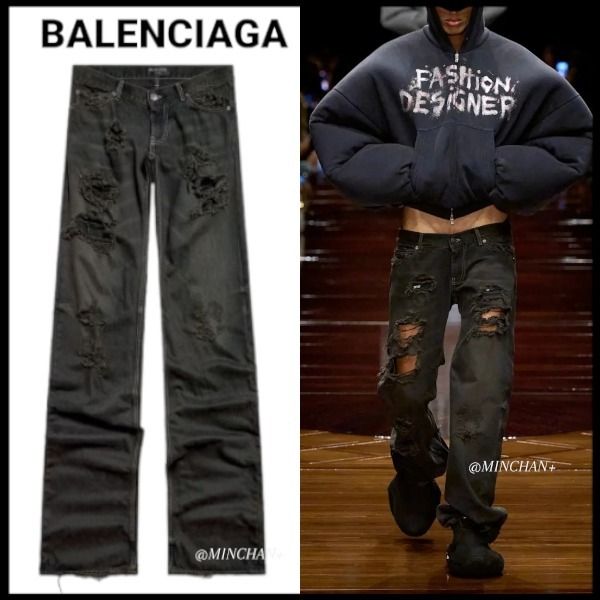 関込・国内発送】BALENCIAGA ブラックデニム Cargo パンツ