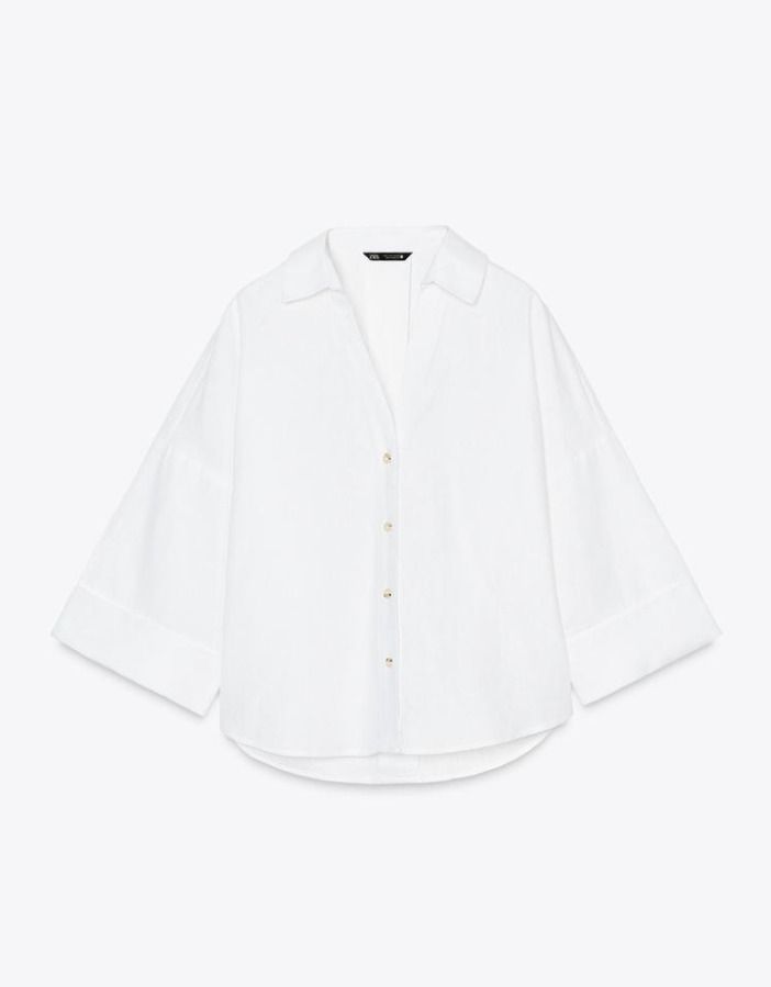 ☆ドイツ発*ZARA*新作*ワイドスリーブリネンジャケット/LB☆ Z1975 ワイドスリーブ デニムシャツ - ブルー | ZARA Japan / 日本