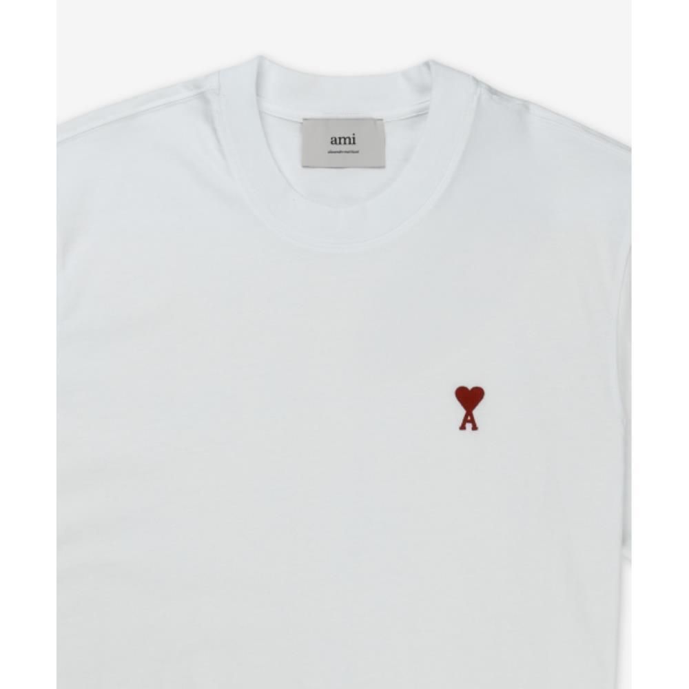 ☆AMI PARIS☆ Red Heart Logo Short Sleeve T-Shirt White BFUT