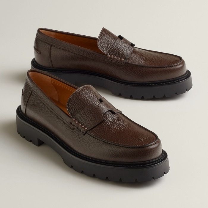 型押しレザーが高級感を演出♪【HERMES】レザーモカシンシューズ 直営買付【HERMES】Klement モカシン 《クレマン》 (HERMES