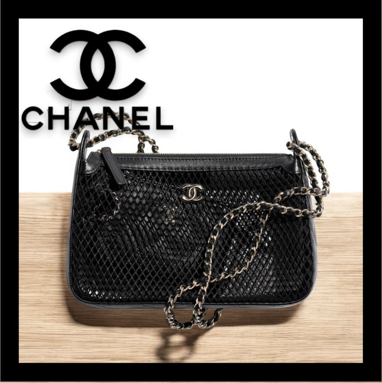 25P【エレガントな春夏バッグ】◆CHANEL◆チェーンクラッチ チェーン クラッチ バッグ - ラムスキン、ホワイト & ブラック