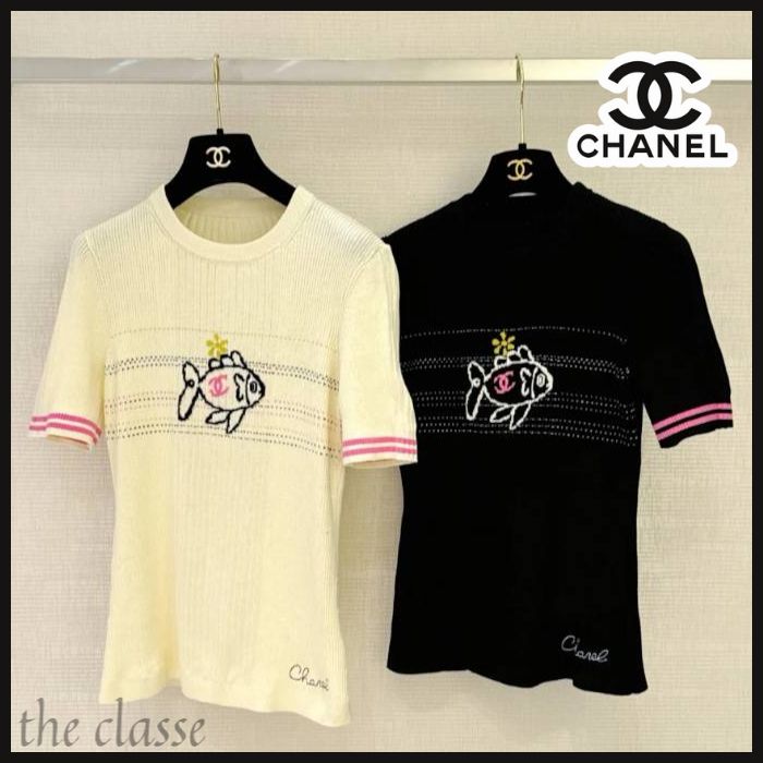 POPな魚が可愛い☆】コーデに彩りプラス♪CHANEL ニットシャツ